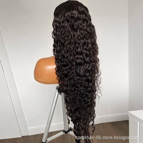 Unprocessed Brazilian Human Hair HD Lace Wig OEM Vendors Water Wave Virgin Cuticle Aligned Full Swiss Lace 100% Human Hair Wig